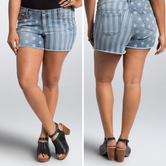 torrid Pants - Torrid Stars Stripes Distress Jean Short 4th July